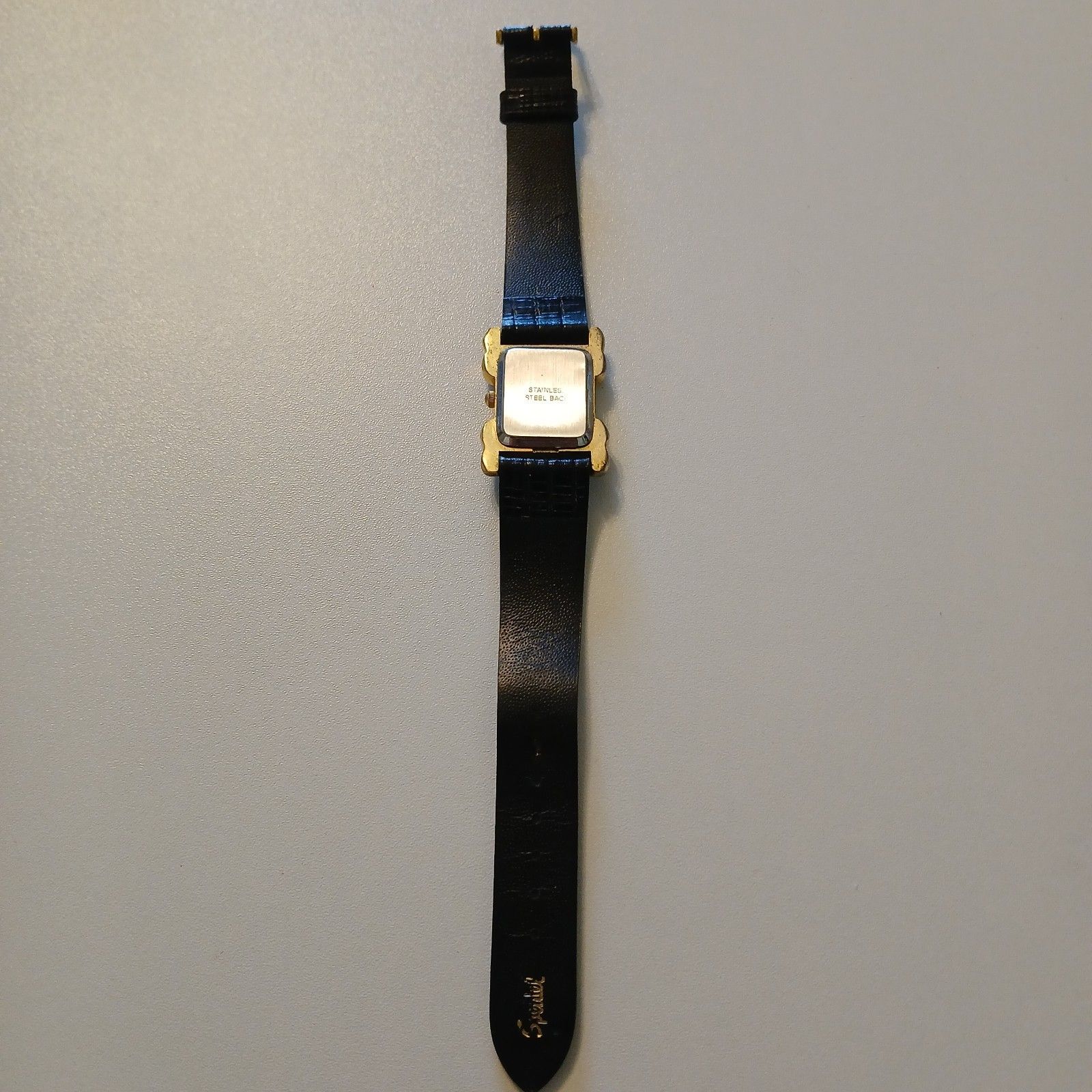 Vtg 90s St. Bernard Women Quartz Watch Black Dial Gold Tone Accent 19.6mm — image 7 of 8
